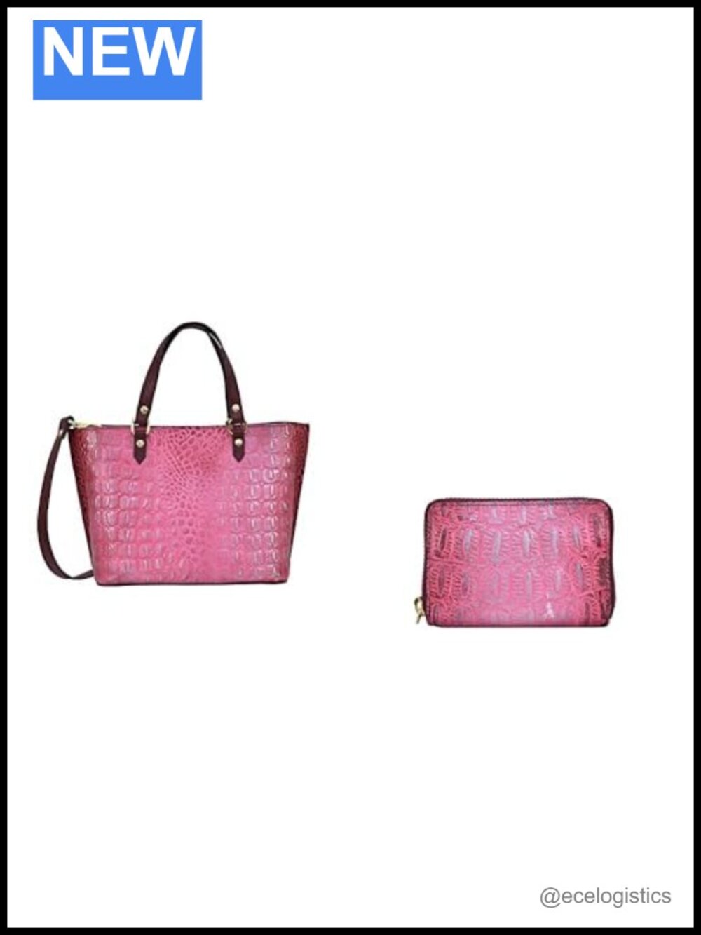 Genuine Leather Hand-Painted Tote with Accordion Card Holder